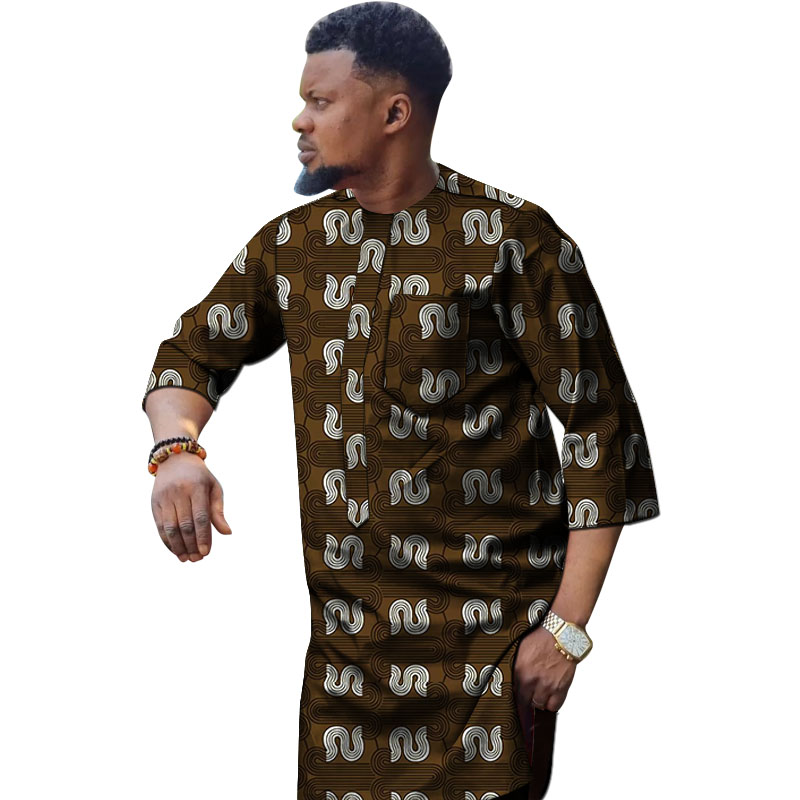 Dashiki Shirt Men - Nigeriana Moda Masculina Camisa 3/4 Manga