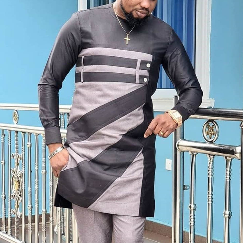 Dashiki Shirt Men - Camisetas de poliéster de manga comprida