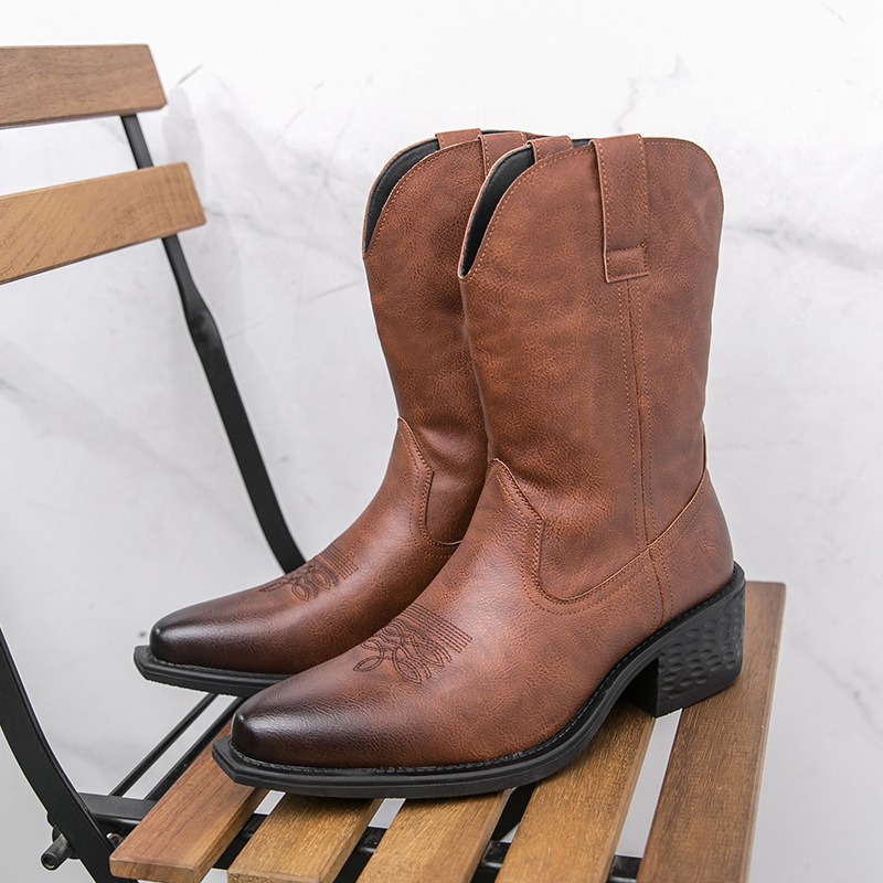 The Ethnic Fashion - Botas Masculinas Clássicas com Bordado Estilo