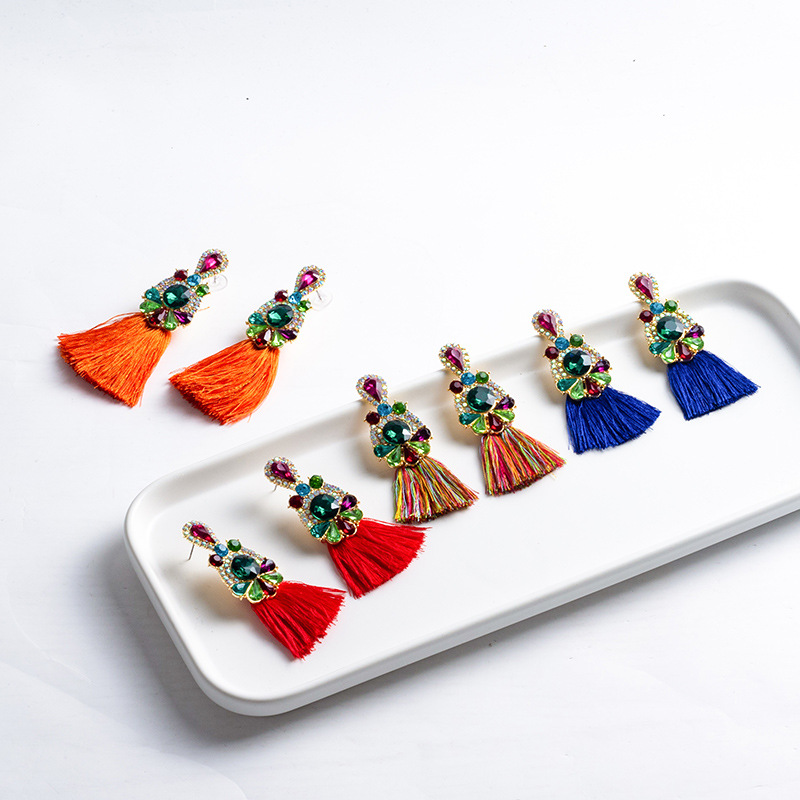 Brincos de cristal com franjas - Ethnic Fashion Brands avaliação e preço