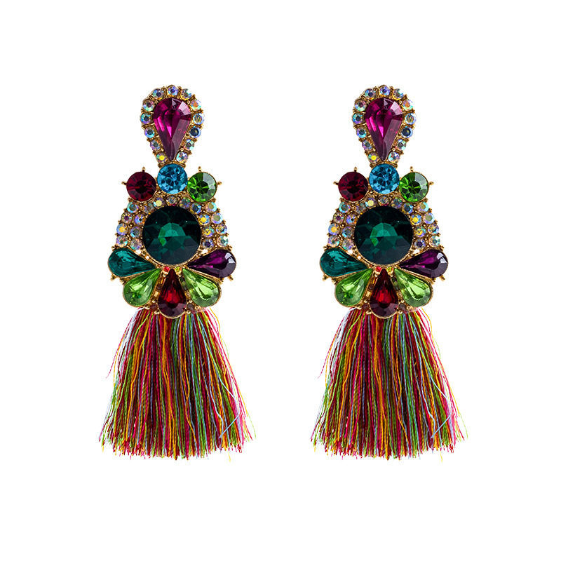 Brincos de cristal com franjas - Ethnic Fashion Brands avaliação e preço