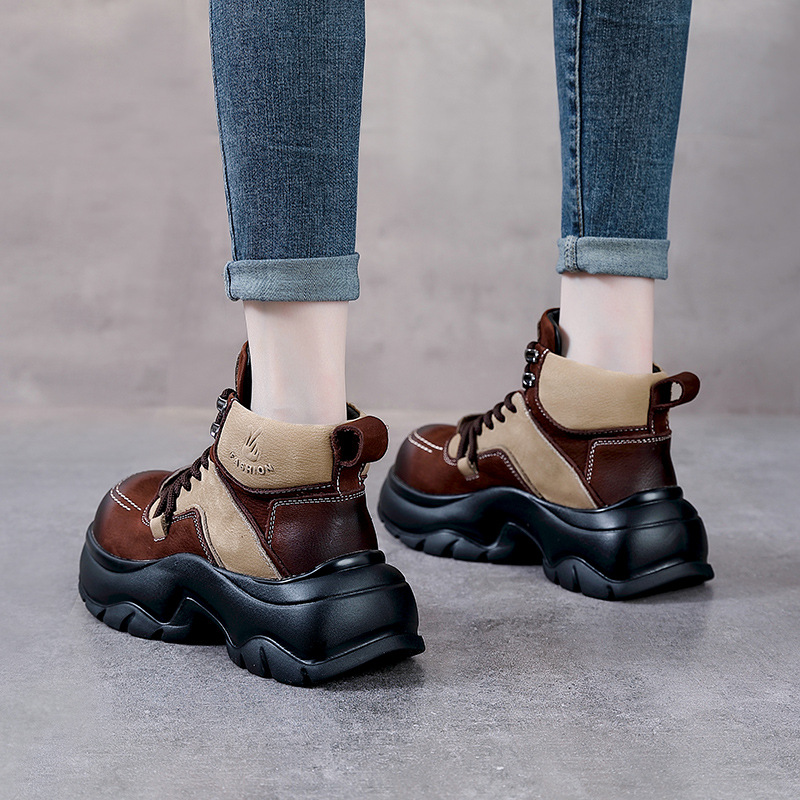 6cm couro genuíno cunha moda b - The Ethnic Fashion avaliação e preço
